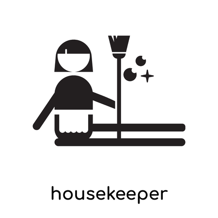 housekeeper isolated on white background for your web and mobile app design , black filled vector sign and symbolsのイラスト素材