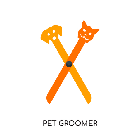 pet groomer logo isolated on white background for your web and mobile app design , colorful vector icon, brand sign & symbol for your businessのイラスト素材
