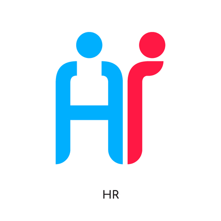 hr logo design isolated on white background for your web and mobile app design , colorful vector icon, brand sign & symbol for your businessのイラスト素材
