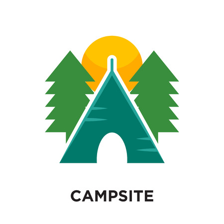campsite logo isolated on white background for your web and mobile app design , colorful vector icon, brand sign & symbol for your businessのイラスト素材