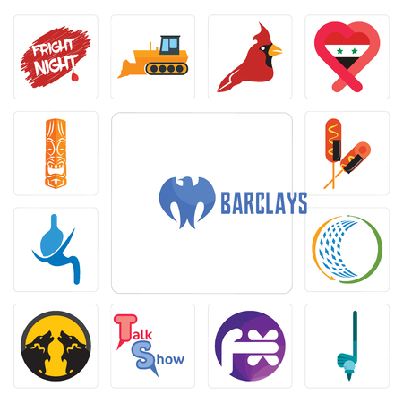 Set Of 13 Simple Editable Icons Such As Barclays Bank Fx White