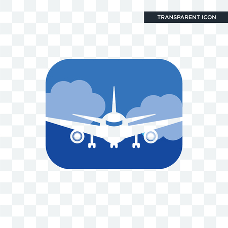 airplane front vector icon isolated on transparent background, airplane front logo conceptのイラスト素材