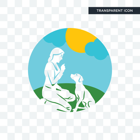 dog trainer vector icon isolated on transparent background, dog trainer logo conceptのイラスト素材