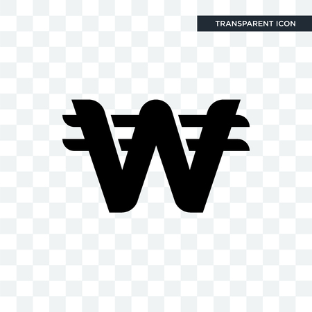 south korean currency vector icon isolated on transparent background, south korean currency logo conceptのイラスト素材