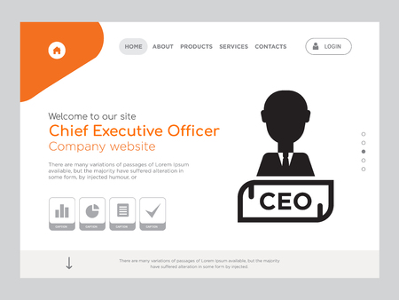 Quality One Page Chief Executive Officer Website Template Vector Eps, Modern Web Design with landscape illustration, ideal for landing page, Chief Executive Officer icon