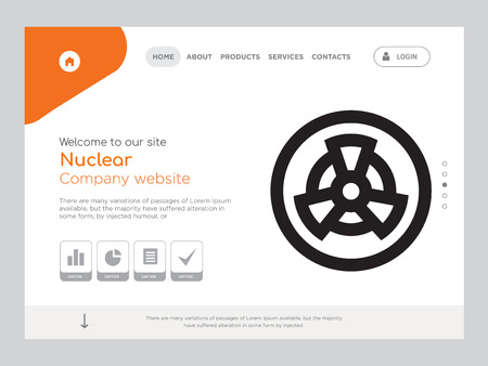 Quality One Page Nuclear Website Template Vector Eps, Modern Web Design with landscape illustration, ideal for landing page, Nuclear iconのイラスト素材