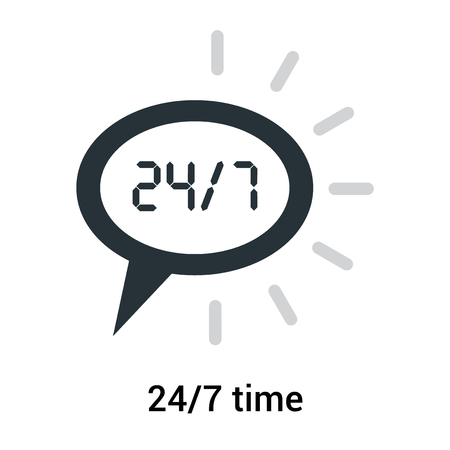 24/7 time icon isolated on white background, 24/7 support and service vector iconのイラスト素材