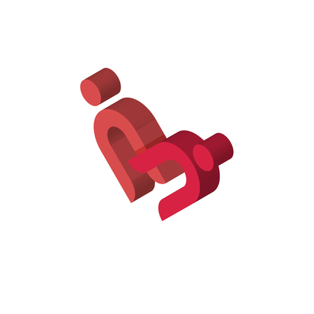 friendship isometric right top view 3D iconのイラスト素材