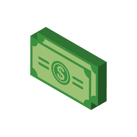 Dollar bill isometric right top view 3D iconのイラスト素材