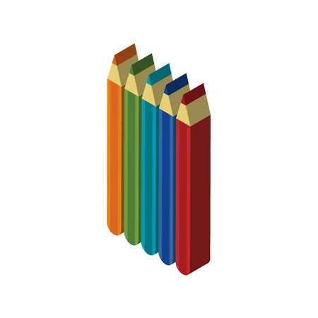 Pencils isometric right top view 3D iconのイラスト素材