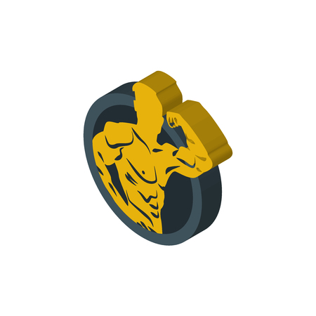 muscle man isometric right top view 3D iconのイラスト素材