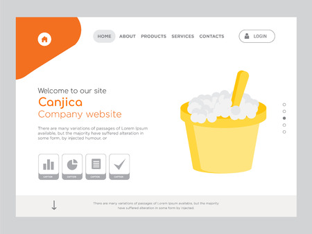 Quality One Page Canjica Website Template Vector Eps, Modern Web Design with landscape illustration, ideal for landing page, Canjica iconのイラスト素材