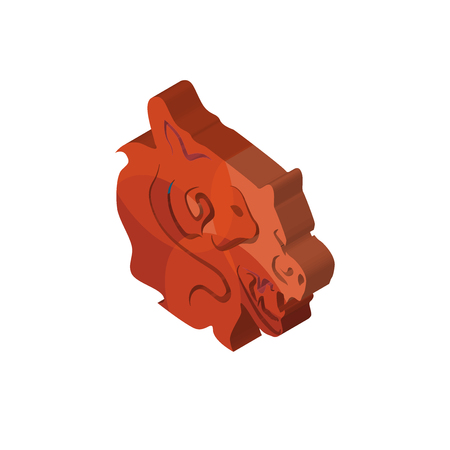 bear head isometric right top view 3D iconのイラスト素材
