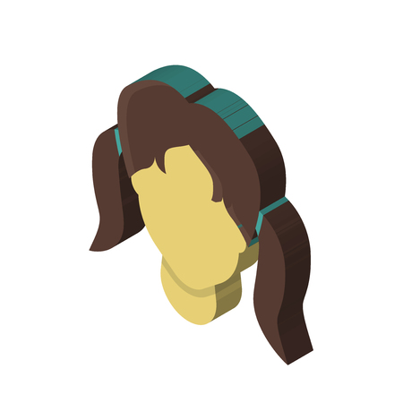 Woman hair isometric right top view 3D iconのイラスト素材