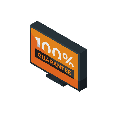 100 guarantee isometric right top view 3D iconのイラスト素材