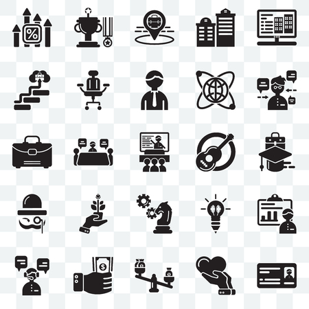 Set Of 25 transparent icons such as Card, Heart, Balance, Investment ...