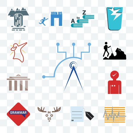 Set Of 13 transparent editable icons such as telecom, tracker, request a quote, moose, grammar, customer experience, municipality, hiker, dab, web ui icon packのイラスト素材