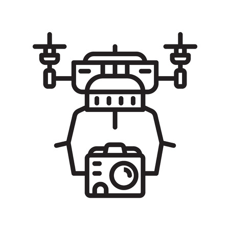 Drone icon vector isolated on white background, Drone transparent sign , line or linear symbol and sign design in outline styleのイラスト素材