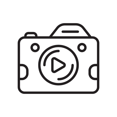 Camera back icon vector isolated on white background, Camera back transparent sign , line or linear symbol and sign design in outline styleのイラスト素材