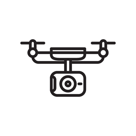 drone icon vector isolated on white background, drone transparent sign , line or linear symbol and sign design in outline styleのイラスト素材