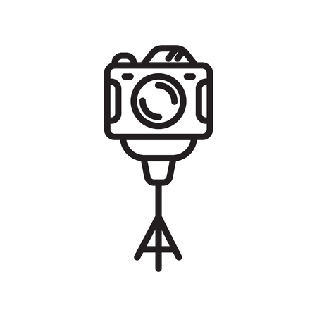 Camera stand icon vector isolated on white background, Camera stand transparent sign , line or linear symbol and sign design in outline styleのイラスト素材