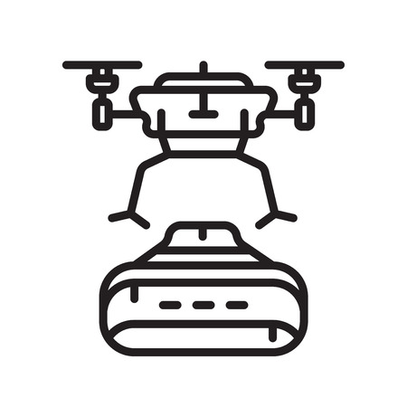 Drone icon vector isolated on white background, Drone transparent sign , line or linear symbol and sign design in outline styleのイラスト素材