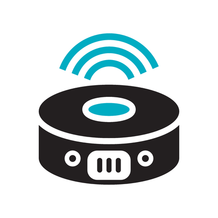 Robot vacuum icon vector isolated on white background for your web and mobile app design, Robot vacuum logo conceptのイラスト素材