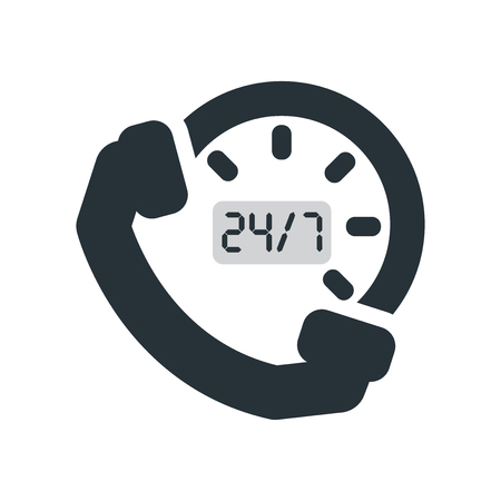 24/7 time icon isolated on white background, 24/7 support and service vector iconのイラスト素材