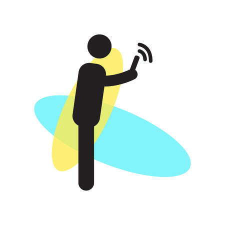 Man with smartphone icon vector isolated on white background for your web and mobile app design, Man with smartphone logo conceptのイラスト素材