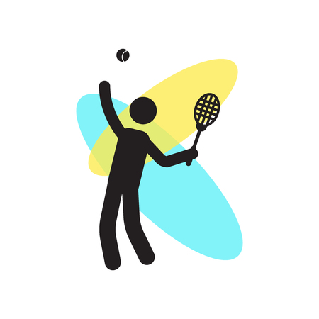 Man playing tennis icon vector isolated on white background for your web and mobile app design, Man playing tennis logo conceptのイラスト素材
