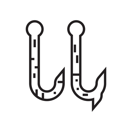 Hook icon vector isolated on white background for your web and mobile app design, Hook logo conceptのイラスト素材