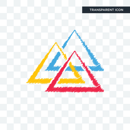 three triangle vector icon isolated on transparent background, three triangle logo conceptのイラスト素材