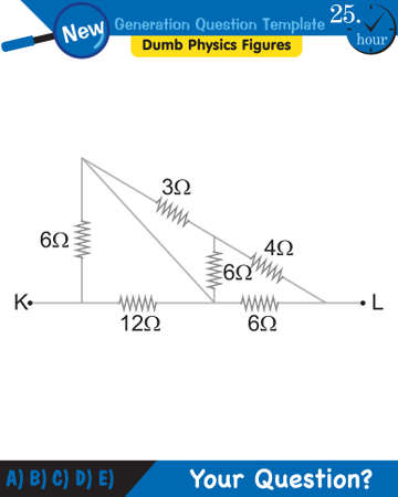 Physics, basic electric circuits, next generation question template, dumb physics figures, exam question, epsのイラスト素材