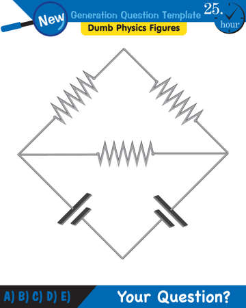 Physics, basic electric circuits, next generation question template, dumb physics figures, exam question, epsのイラスト素材