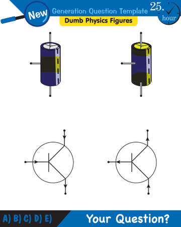 Physics, basic electric circuits, next generation question template, dumb physics figures, exam question, epsのイラスト素材