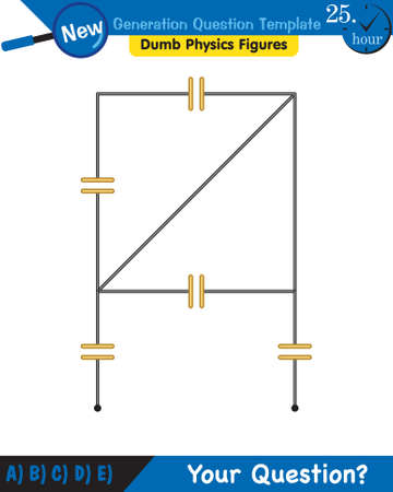 Physics, basic electric circuits, next generation question template, dumb physics figures, exam question, epsのイラスト素材