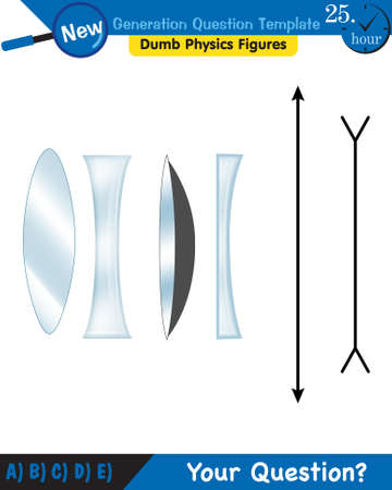 Physics, Light and enlightenment, refraction of light, Convex and Concave Lenses, next generation question template, dumb physics figures, exam question, epsのイラスト素材