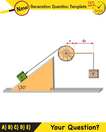 Physics, well, simple machines, next generation question template, dumb physics figures, exam question, epsのイラスト素材