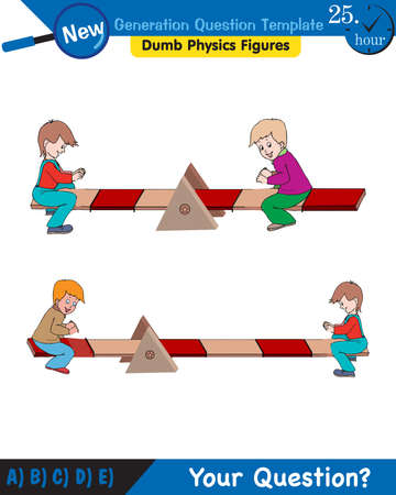 Physics, Lever examples vector illustration, simple machines, next generation question template, dumb physics figures, exam question, epsのイラスト素材