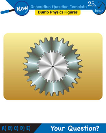 Physics - Simple machines, pulleys, gears, next generation question template, dumb physics figures, exam question, epsのイラスト素材