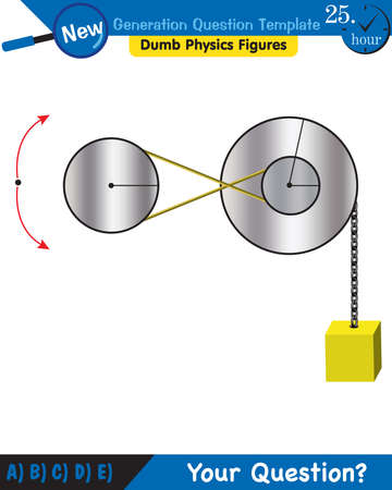 Physics - Simple machines, pulleys, gears, next generation question template, dumb physics figures, exam question, epsのイラスト素材