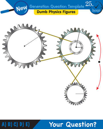 Physics - Simple machines, pulleys, gears, next generation question template, dumb physics figures, exam question, epsのイラスト素材