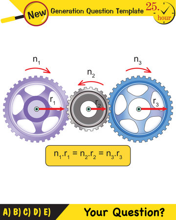 Physics - Simple machines, pulleys, gears, next generation question template, dumb physics figures, exam question, epsのイラスト素材