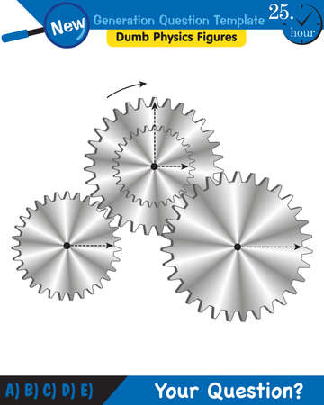 Physics - Simple machines, pulleys, gears, next generation question template, dumb physics figures, exam question, epsのイラスト素材