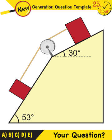 Physics, inclined plane, next generation question template, dumb physics figures, exam question, epsのイラスト素材