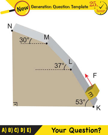 Physics, inclined plane, next generation question template, dumb physics figures, exam question, epsのイラスト素材