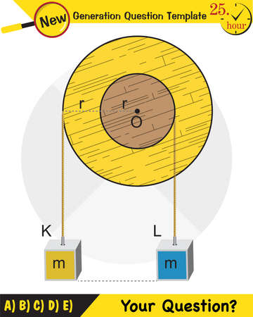 Physics Education Illustrations, Motion, The laws of motion, Simple Machines, Springs, Pulleys, Gears, Inclined planes, next generation question template, epsのイラスト素材