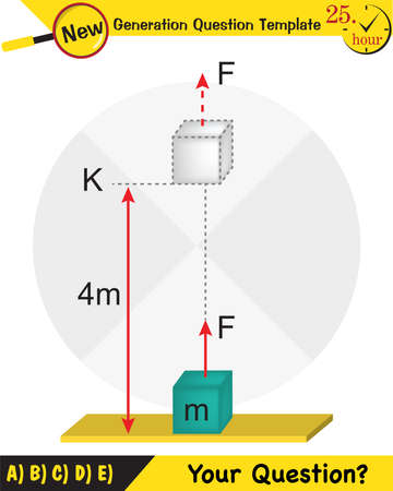 Physics Education Illustrations, Motion, The laws of motion, Simple Machines, Springs, Pulleys, Gears, Inclined planes, next generation question template, epsのイラスト素材