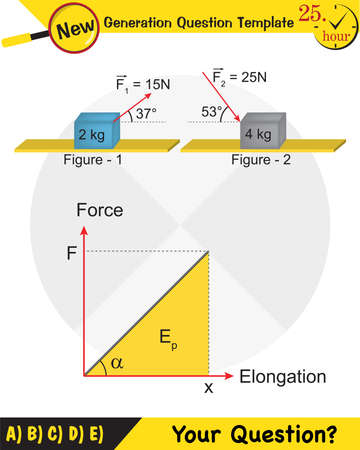 Physics Education Illustrations, Motion, The laws of motion, Simple Machines, Springs, Pulleys, Gears, Inclined planes, next generation question template, epsのイラスト素材
