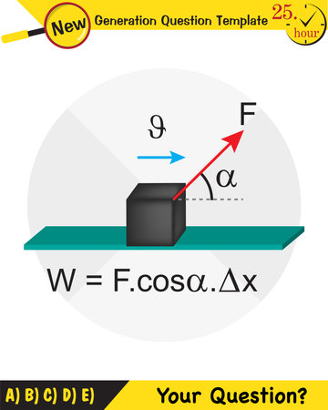 Physics Education Illustrations, Motion, The laws of motion, Simple Machines, Springs, Pulleys, Gears, Inclined planes, next generation question template, epsのイラスト素材